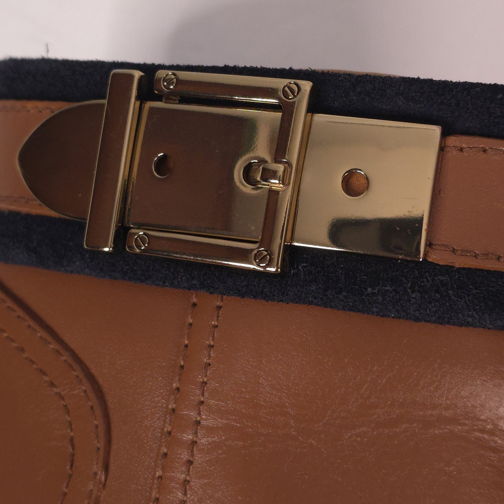 Tory Burch Cognac/Navy Belinda Ankle Bootie - Picture 4 of 12